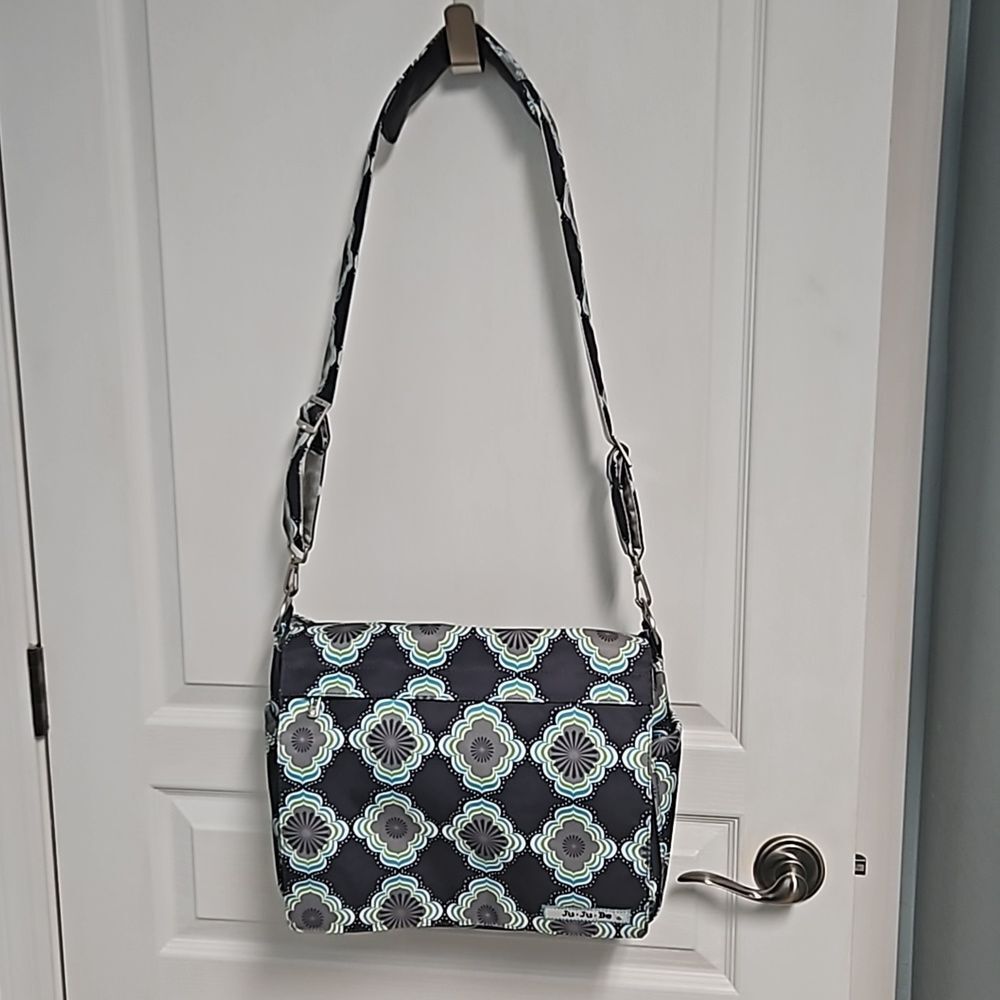 Ju-Ju-Bee Hobobe Diaper Bag Navy Gray  Moonbeam Retro Geometric Baby Storage